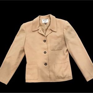 Kasper For AL VINTAGE Camel Lined Button Jacket Size 8